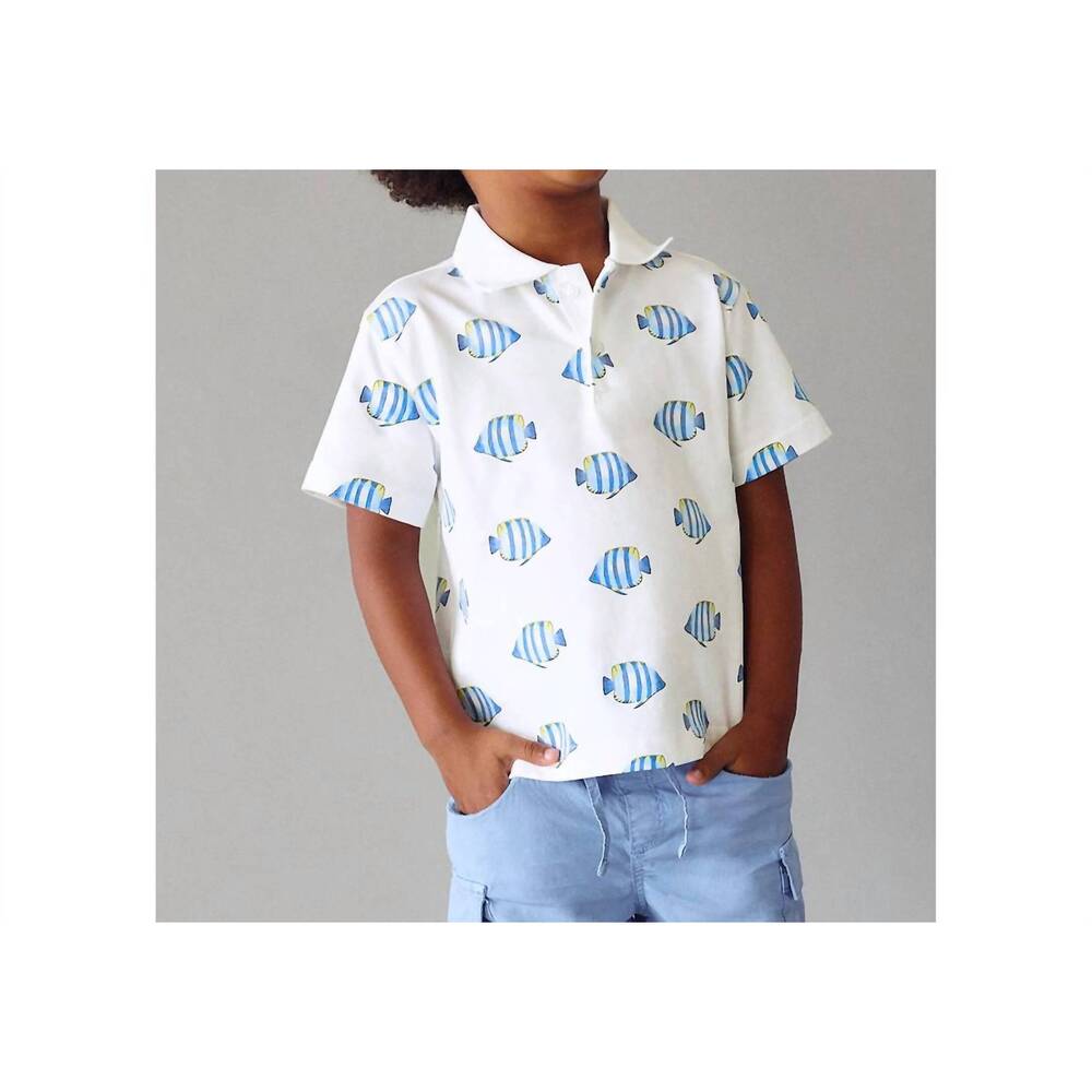NEW MAYORAL boy's fish polo in white
